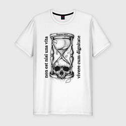 Мужская slim-футболка Песочные часы с черепом