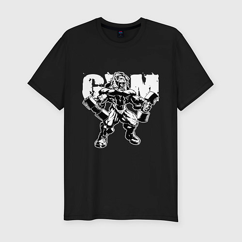 Мужская slim-футболка Lion GYM / Черный – фото 1