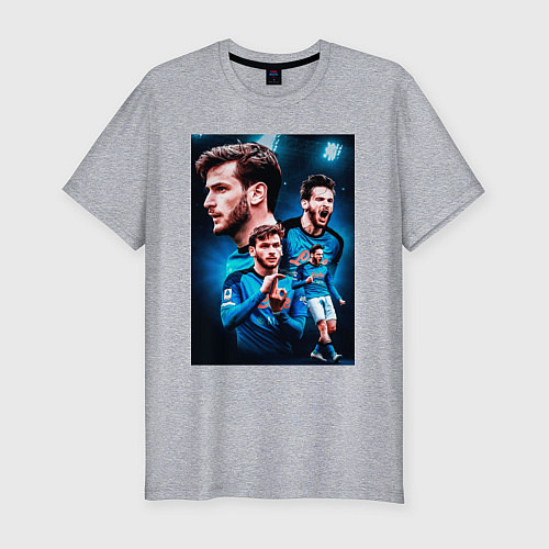 Мужская slim-футболка Хвича Кварацхелия Наполи / Меланж – фото 1