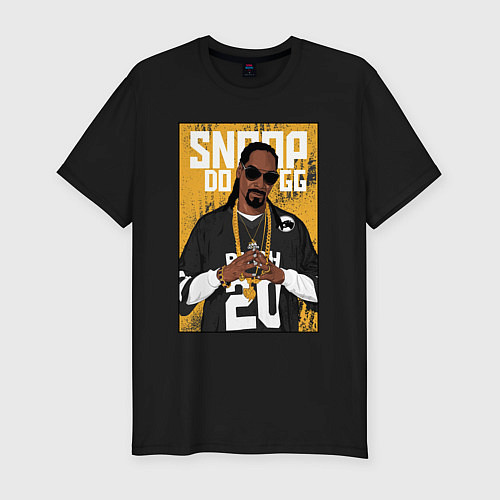 Мужская slim-футболка Snoop dogg с цепями / Черный – фото 1