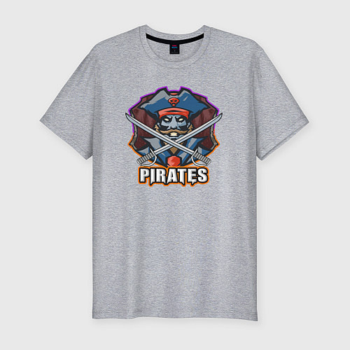 Мужская slim-футболка Pirates team / Меланж – фото 1