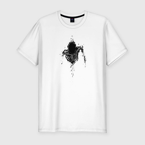 Мужская slim-футболка Черный призрак / Белый – фото 1