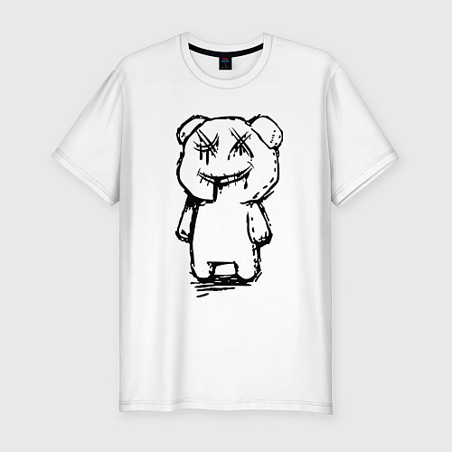 Мужская slim-футболка Smile bear - minimalism / Белый – фото 1