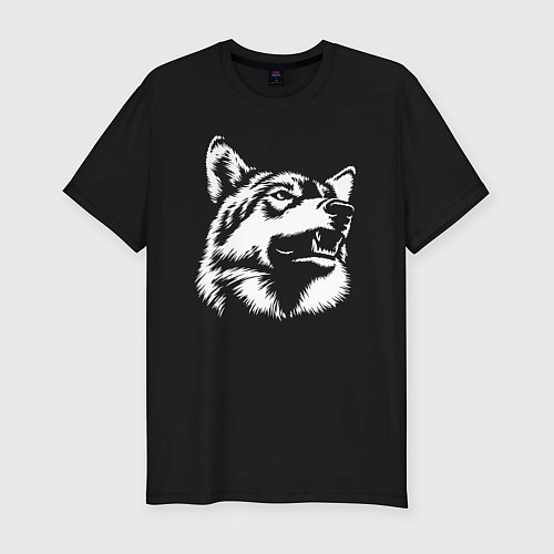 Мужская slim-футболка Голова волка Wolf head / Черный – фото 1