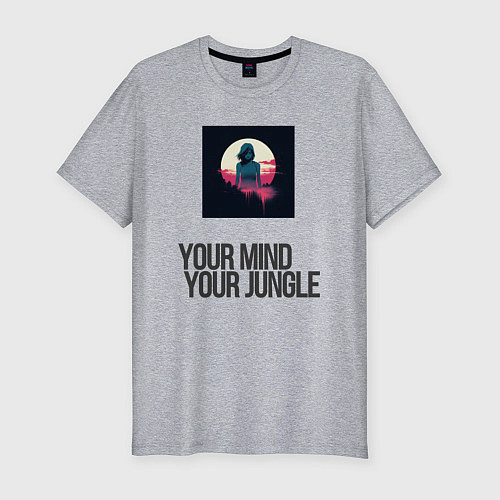 Мужская slim-футболка Your mind your jungle / Меланж – фото 1