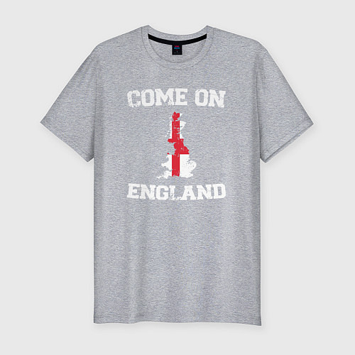 Мужская slim-футболка Come on England / Меланж – фото 1