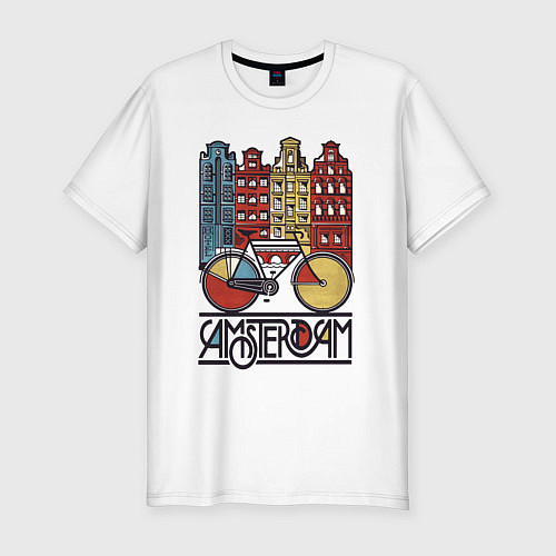 Мужская slim-футболка Amsterdam bike / Белый – фото 1