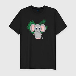 Мужская slim-футболка Слон в тропиках