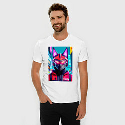 Футболка slim-fit Cyber fox - neural network, цвет: белый — фото 2