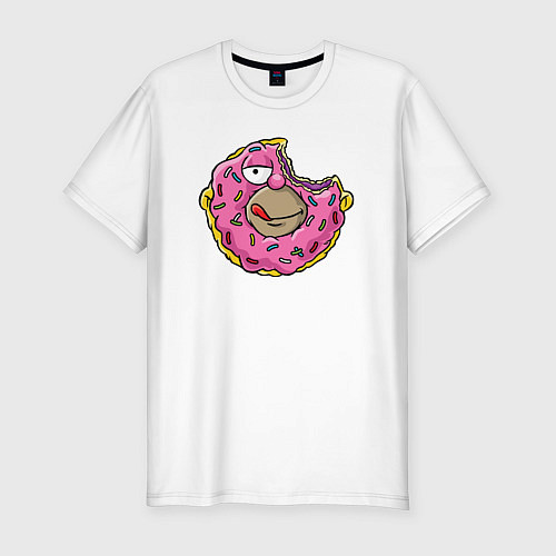 Мужская slim-футболка Гомер пончик / Белый – фото 1