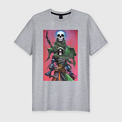 Мужская slim-футболка Warrior of darkness - skull