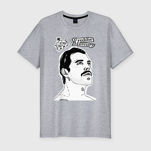 Мужская slim-футболка Freddie Mercury head / Меланж – фото 1