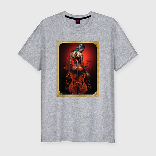 Мужская slim-футболка Скрипка фигура / Меланж – фото 1