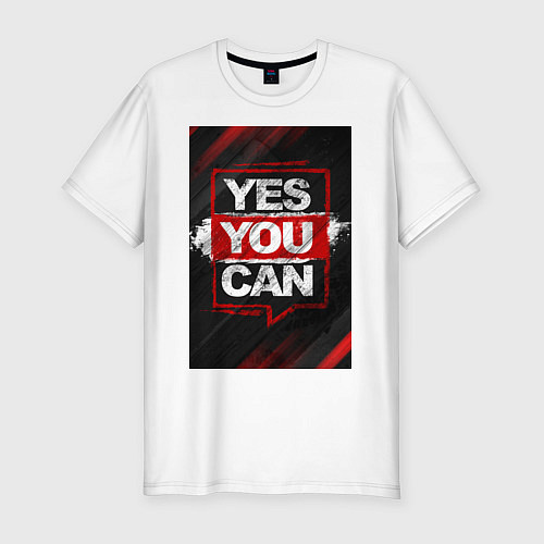 Мужская slim-футболка Yes, you can / Белый – фото 1