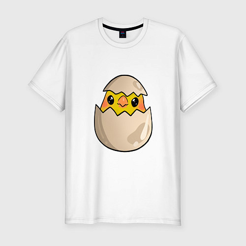 Мужская slim-футболка Птенец вылупившийся из яйца / Белый – фото 1