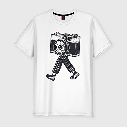 Мужская slim-футболка Бродячий фотограф / Белый – фото 1
