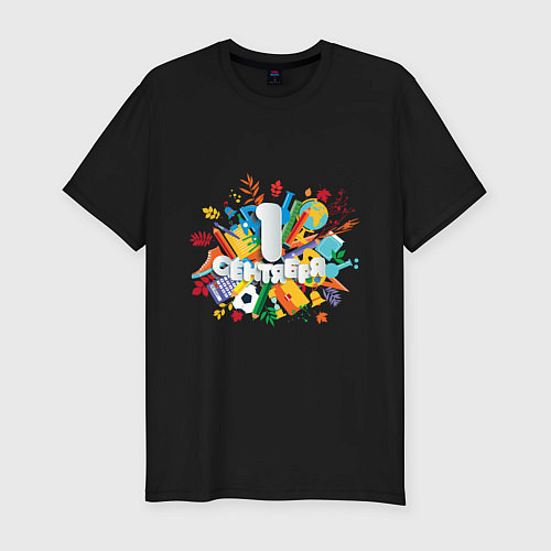 Мужская slim-футболка 1 сентября - день знаний / Черный – фото 1