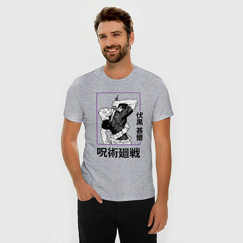Мужская slim-футболка Магическая битва Toji Fushiguro / Меланж – фото 3