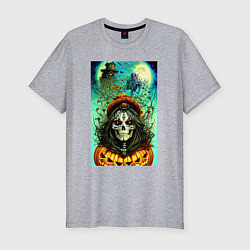 Мужская slim-футболка Череп ведьмы - хэллоуин