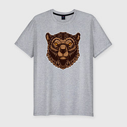 Мужская slim-футболка Медведь гризли