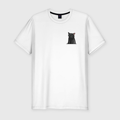 Мужская slim-футболка Кот с пустым взглядом / Белый – фото 1