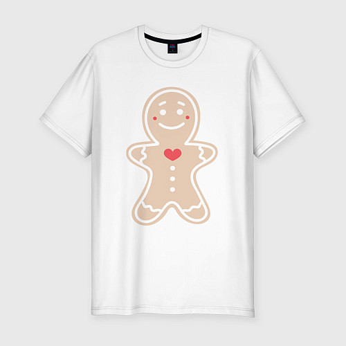 Мужская slim-футболка Весёлый пряничек / Белый – фото 1