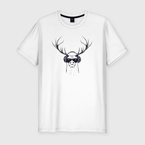 Мужская slim-футболка Music deer / Белый – фото 1