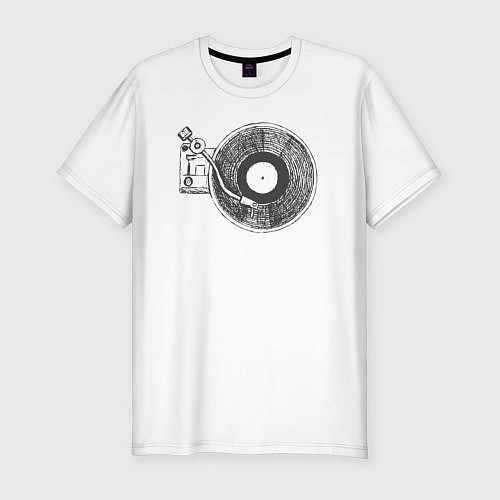 Мужская slim-футболка Vinyl style / Белый – фото 1