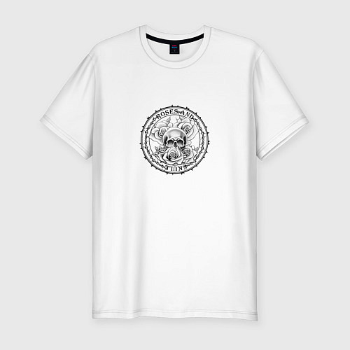 Мужская slim-футболка Roses and skull / Белый – фото 1