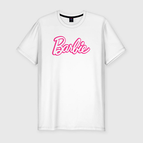 Мужская slim-футболка Барби Фильм Логотип / Белый – фото 1