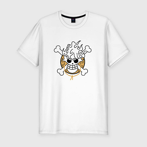 Мужская slim-футболка Знак Луффи - One piece / Белый – фото 1