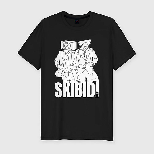 Мужская slim-футболка Skibidi Toilet Cameraman and Speakerman / Черный – фото 1