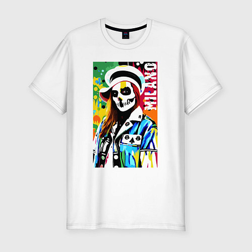 Мужская slim-футболка Skeleton fashionista - Milano - pop art / Белый – фото 1