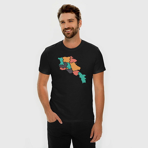 Мужская slim-футболка Области Армении / Черный – фото 3