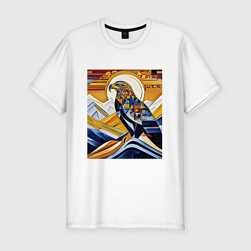 Мужская slim-футболка Орел в горах / Белый – фото 1