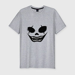 Мужская slim-футболка Страшный смайл лицо на Хэллоуин