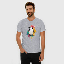 Футболка slim-fit Красочный пингвин, цвет: меланж — фото 2