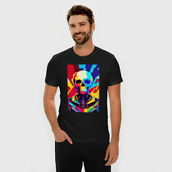 Футболка slim-fit Pop art skull, цвет: черный — фото 2