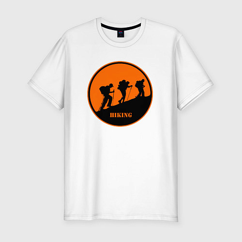 Мужская slim-футболка Туристы идущие в гору / Белый – фото 1