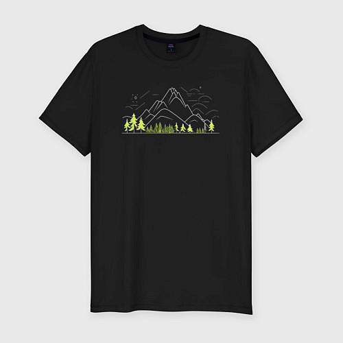 Мужская slim-футболка Горы да лес / Черный – фото 1