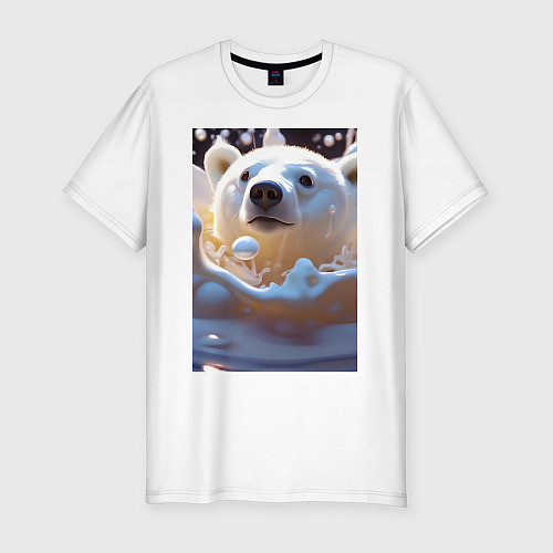 Мужская slim-футболка Белый медведь в молоке / Белый – фото 1