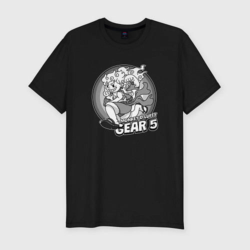 Мужская slim-футболка Луффи - gear 5 - старый мультик / Черный – фото 1