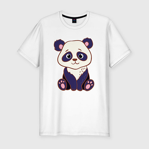 Мужская slim-футболка Милашка панда / Белый – фото 1