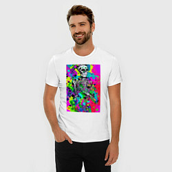 Футболка slim-fit Funny skeleton - pop art, цвет: белый — фото 2