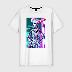 Футболка slim-fit Barbie - halloween - neural network, цвет: белый