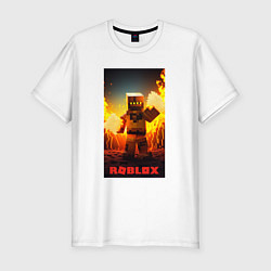Мужская slim-футболка Roblox avatar fire