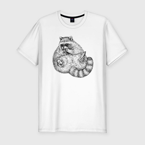 Мужская slim-футболка Енот жирдяй / Белый – фото 1