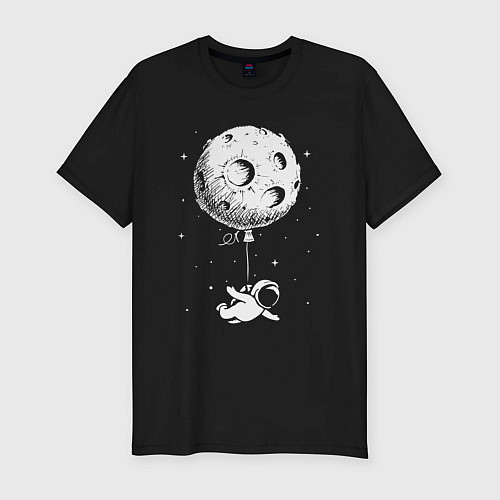 Мужская slim-футболка Moon balloon / Черный – фото 1