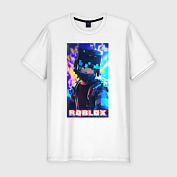 Футболка slim-fit Roblox cyberpunk style, цвет: белый