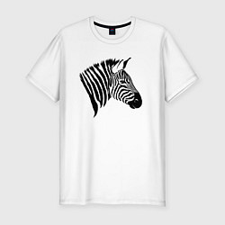 Мужская slim-футболка Голова зебры сбоку